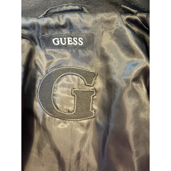 Vintage Guess Womens  SZ LG Pea Coat Double Breasted Black Wool Blend Jacket - Picture 14 of 14